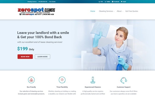 Zero Spot Cleaners Website Design
